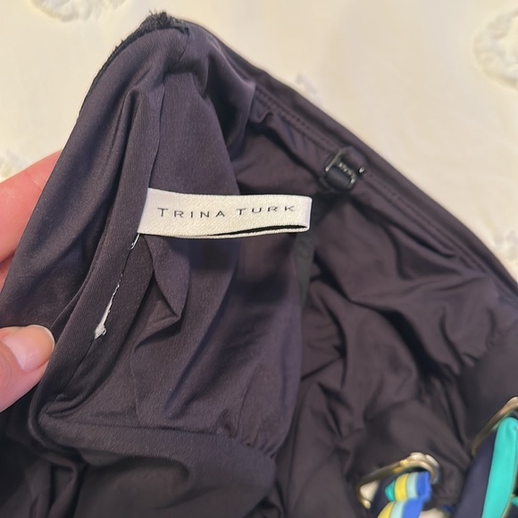 Trina Turk ipanema one piece bandeau lace up black blue swimsuit large - Picture 6 of 6